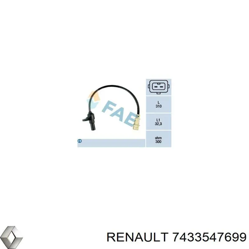 7433547699 Renault (RVI) sensor de posición del cigüeñal