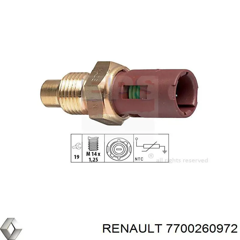 7700260972 Renault (RVI) sensor de temperatura del refrigerante