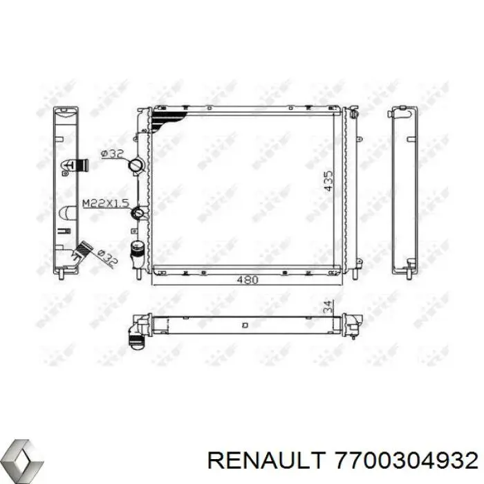 7700304932 Renault (RVI) radiador refrigeración del motor