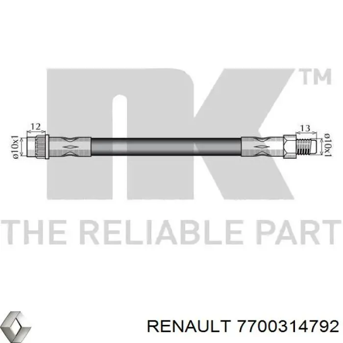 7700314792 Renault (RVI) tubo flexible de frenos trasero