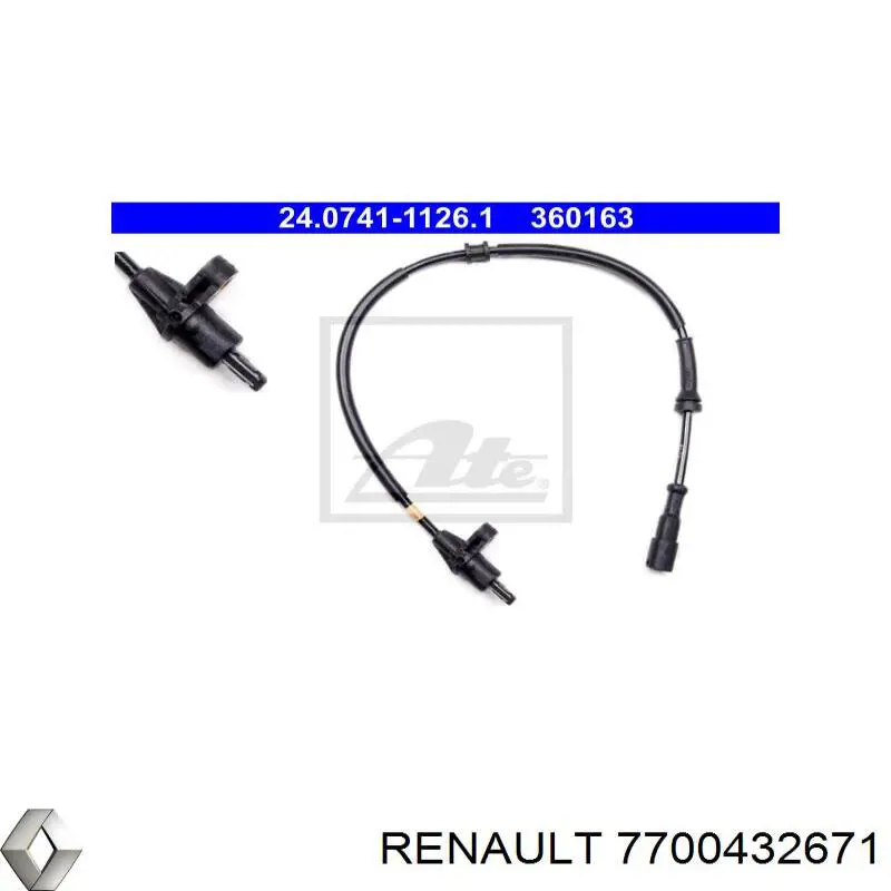 7700432671 Renault (RVI) sensor abs trasero derecho