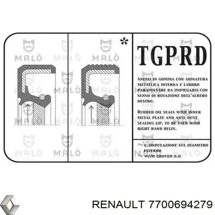 7700694279 Renault (RVI) árbol de levas