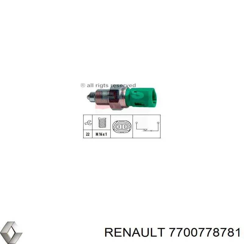 7700778781 Renault (RVI) interruptor, piloto de marcha atrás