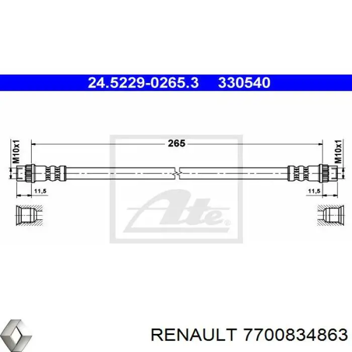  Tubo flexible de frenos trasero para Renault Scenic 1 