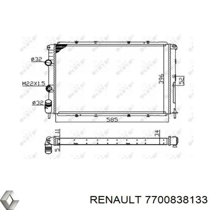 7700838133 Renault (RVI) radiador refrigeración del motor