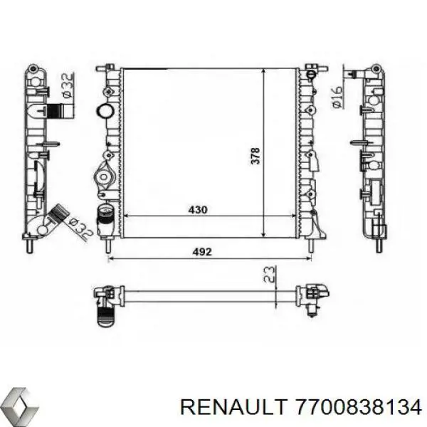 7700838134 Renault (RVI) radiador refrigeración del motor