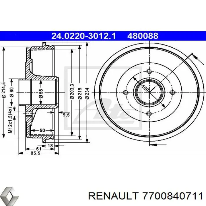  Freno de tambor trasero para Renault Laguna 1 