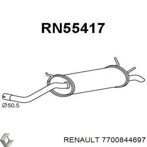 7700844697 Renault (RVI) silenciador posterior