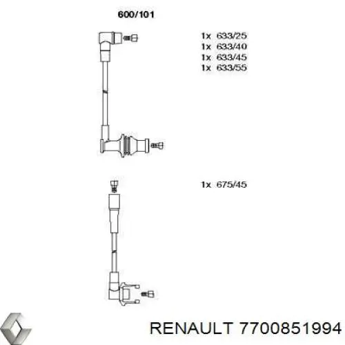 7700851994 Renault (RVI) juego de cables de encendido