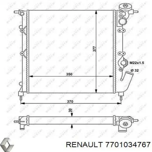 7701034767 Renault (RVI) radiador refrigeración del motor