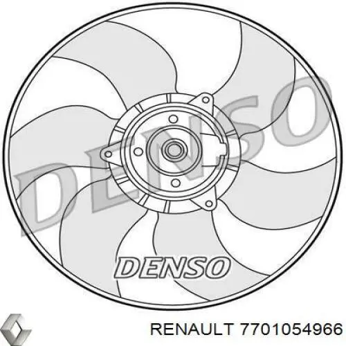 7701054966 Renault (RVI) ventilador (rodete +motor refrigeración del motor con electromotor completo)