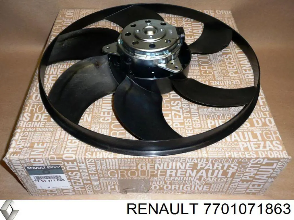 7701071863 Renault (RVI) ventilador (rodete +motor refrigeración del motor con electromotor completo)