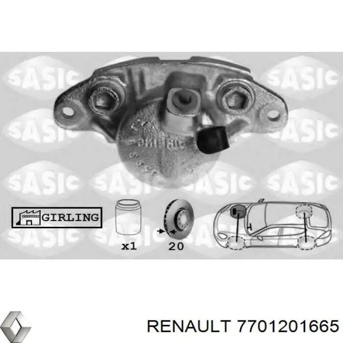 7701201665 Renault (RVI) pinza de freno delantera derecha