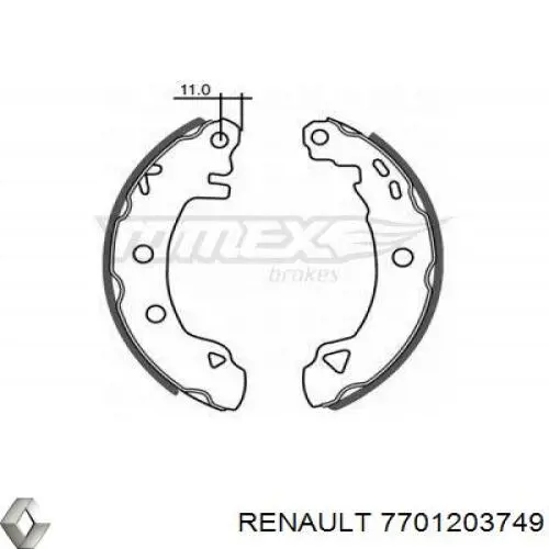 7701203749 Renault (RVI) zapatas de frenos de tambor traseras