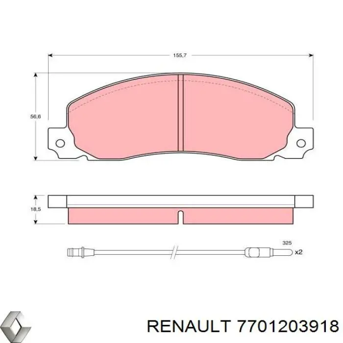 7701203918 Renault (RVI) pastillas de freno delanteras