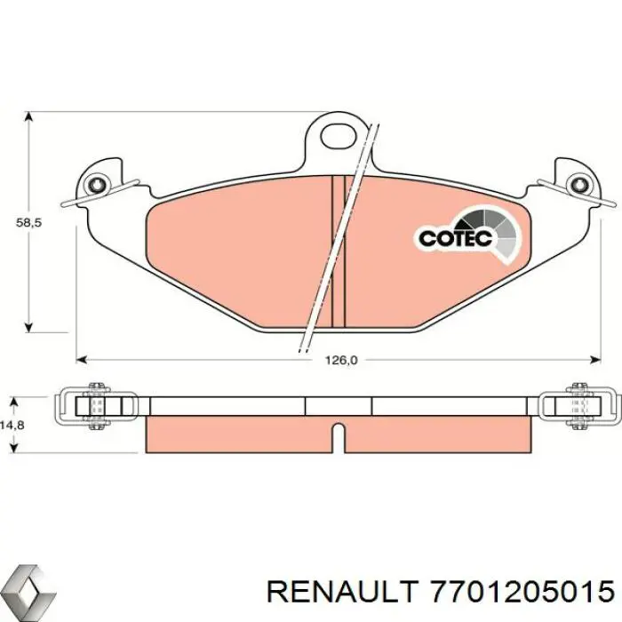 7701205015 Renault (RVI) pastillas de freno traseras