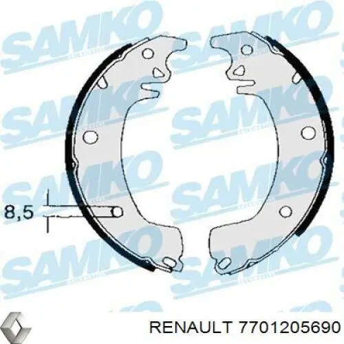 7701205690 Renault (RVI) zapatas de frenos de tambor traseras