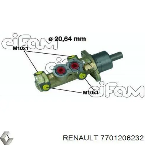 7701206232 Renault (RVI) cilindro principal de freno