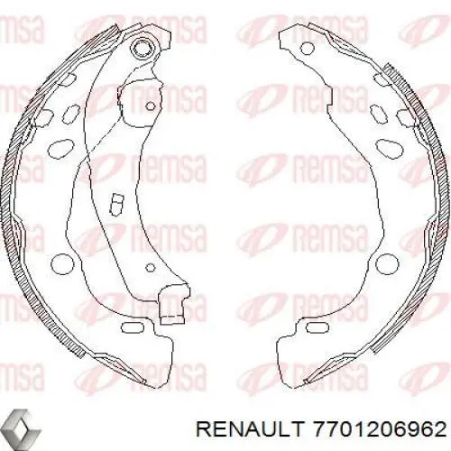 7701206962 Renault (RVI) zapatas de frenos de tambor traseras