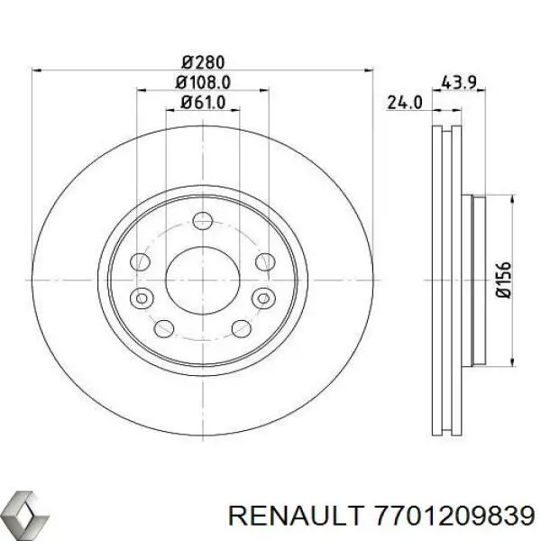 7701209839 Renault (RVI) freno de disco delantero