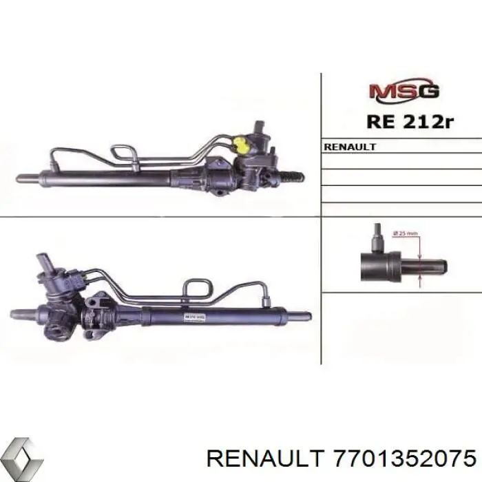 7701352075 Renault (RVI) cremallera de dirección