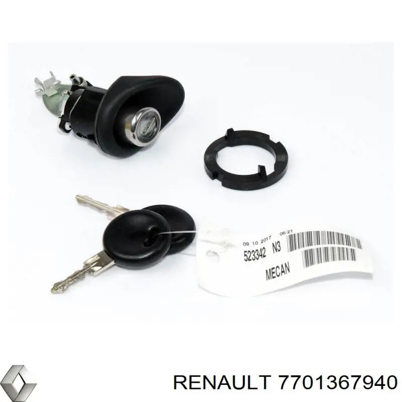 77 01 367 940 Renault (RVI) cilindro de cerradura de maletero