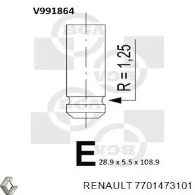 7701471286 Renault (RVI) válvula de escape