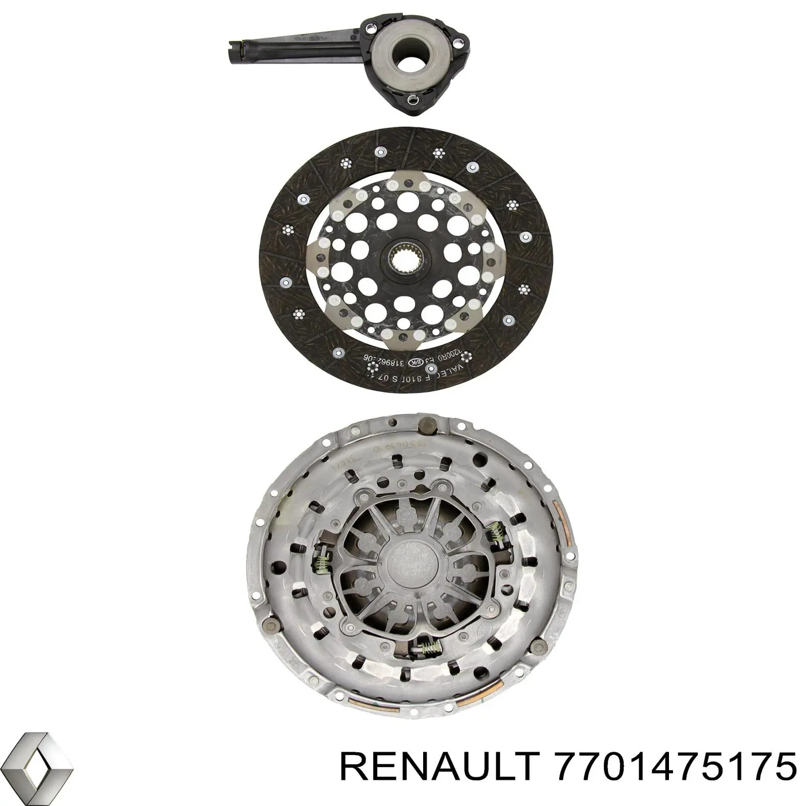 7701475175 Renault (RVI) kit de embrague (3 partes)