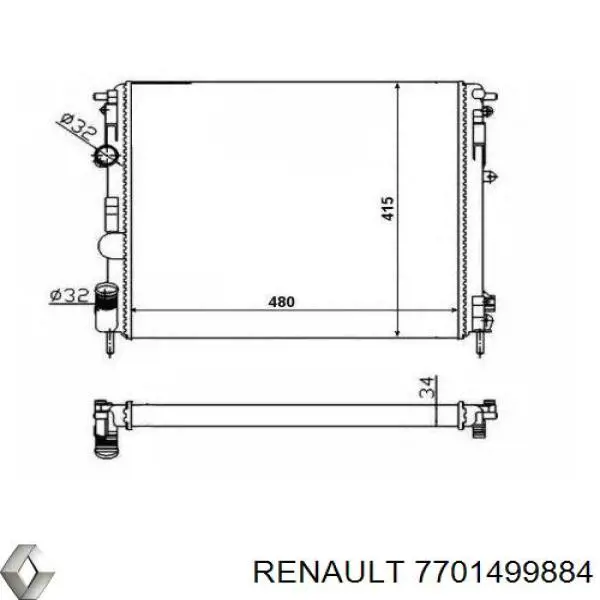 7701499884 Renault (RVI) radiador refrigeración del motor