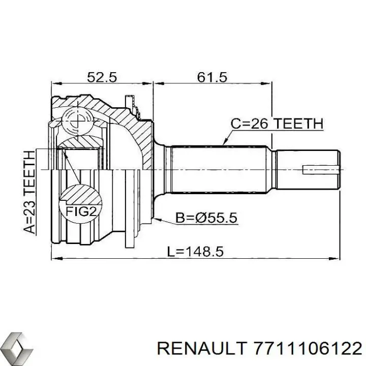 7711106122 Renault (RVI) árbol de transmisión delantero izquierdo