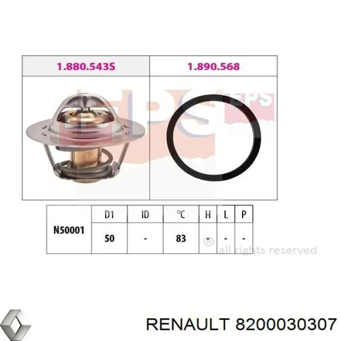 8200030307 Renault (RVI) termostato, refrigerante