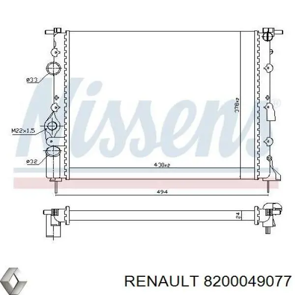 8200049077 Renault (RVI) radiador refrigeración del motor