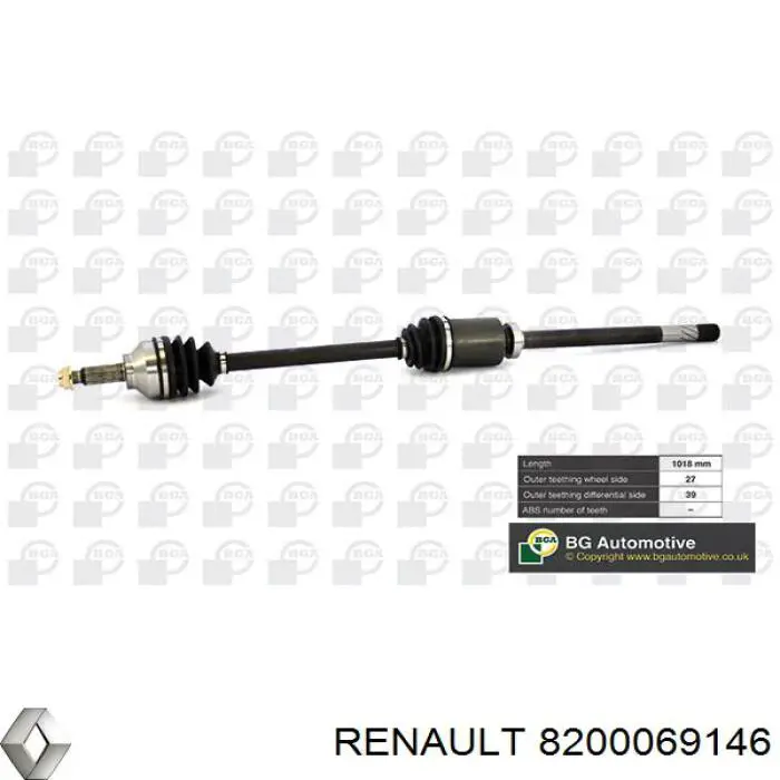 8200069146 Renault (RVI) árbol de transmisión delantero derecho