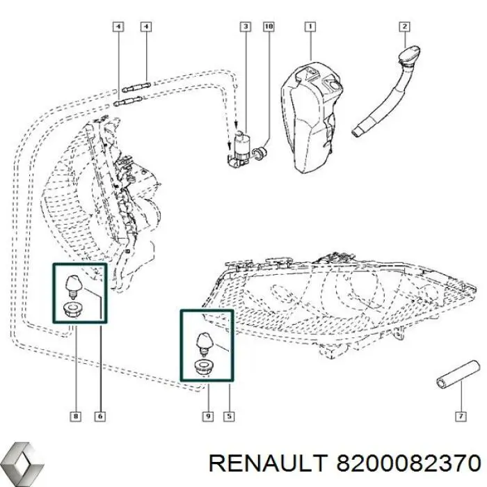  Tobera de agua regadora, lavado de faros, delantera para Renault Megane 2 