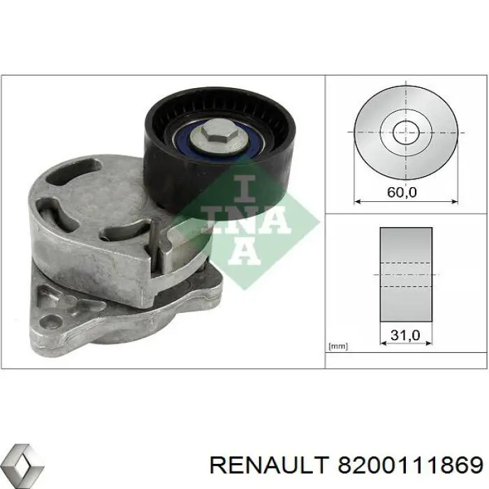 8200111869 Renault (RVI) tensor de correa, correa poli v