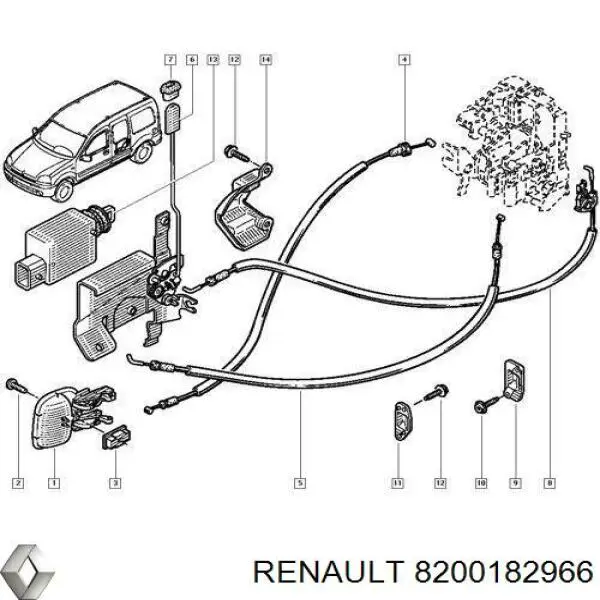  Cable de accionamiento, desbloqueo de puerta corrediza para Nissan Kubistar X76