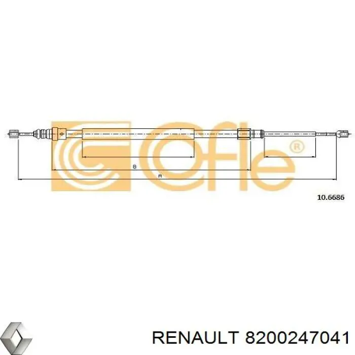 8200247041 Renault (RVI) cable de freno de mano trasero derecho/izquierdo