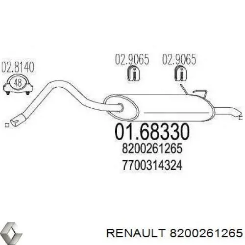 8200261265 Renault (RVI) silenciador posterior