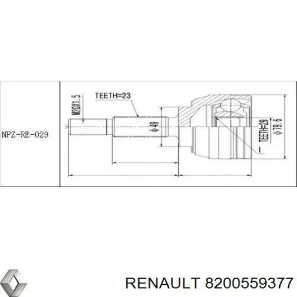 8200559377 Renault (RVI) árbol de transmisión delantero izquierdo