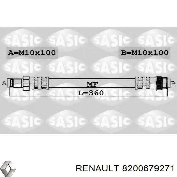 8200679271 Renault (RVI) tubo flexible de frenos trasero