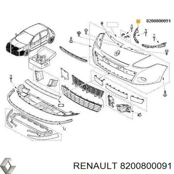  Soporte deparachoques delantero derecho para Renault Clio 3 