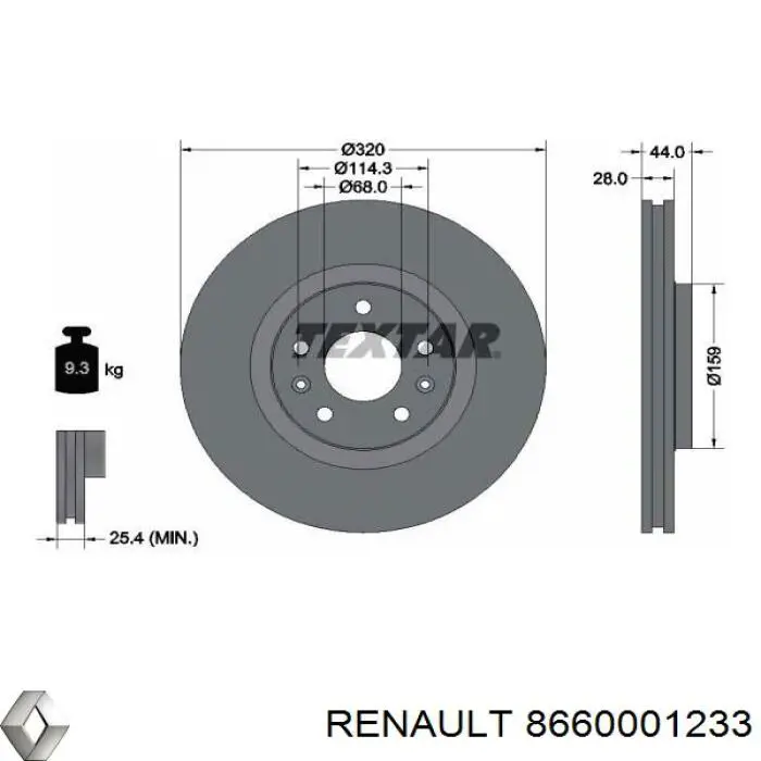 8660001233 Renault (RVI) freno de disco delantero