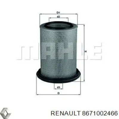 8671002466 Renault (RVI) filtro de aire