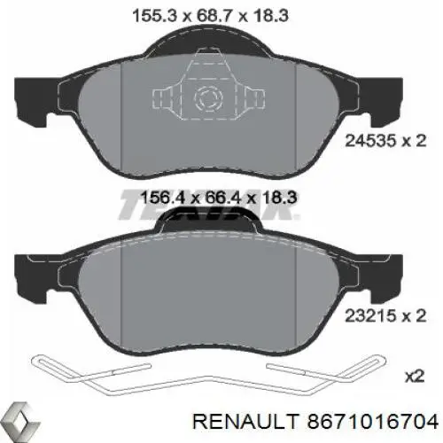 8671016704 Renault (RVI) pastillas de freno delanteras