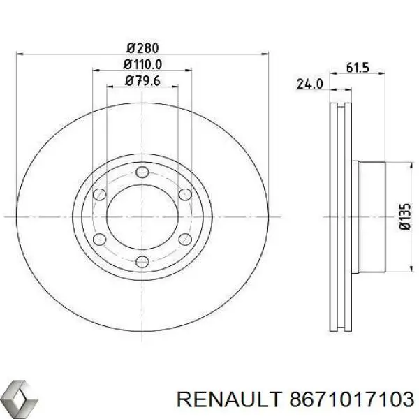 8671017103 Renault (RVI) freno de disco delantero