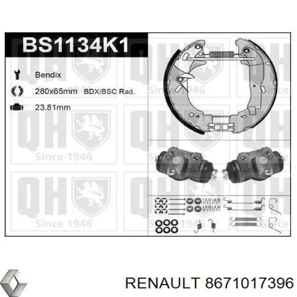 8671017396 Renault (RVI) juego de zapatas de frenos de tambor, con cilindros, completo