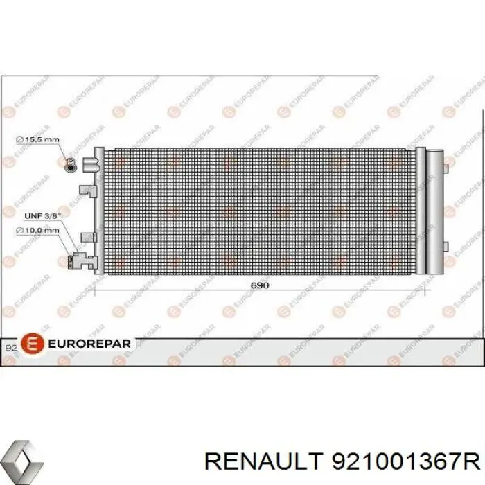 921001367R Renault (RVI) condensador aire acondicionado