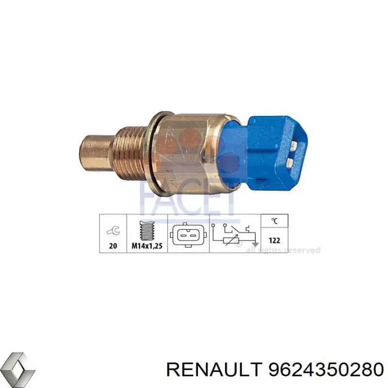 9624350280 Renault (RVI) sensor de temperatura del refrigerante