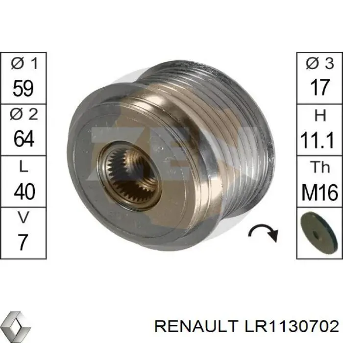 LR1130702 Renault (RVI) alternador