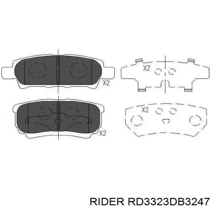 RD3323DB3247 Rider pastillas de freno traseras